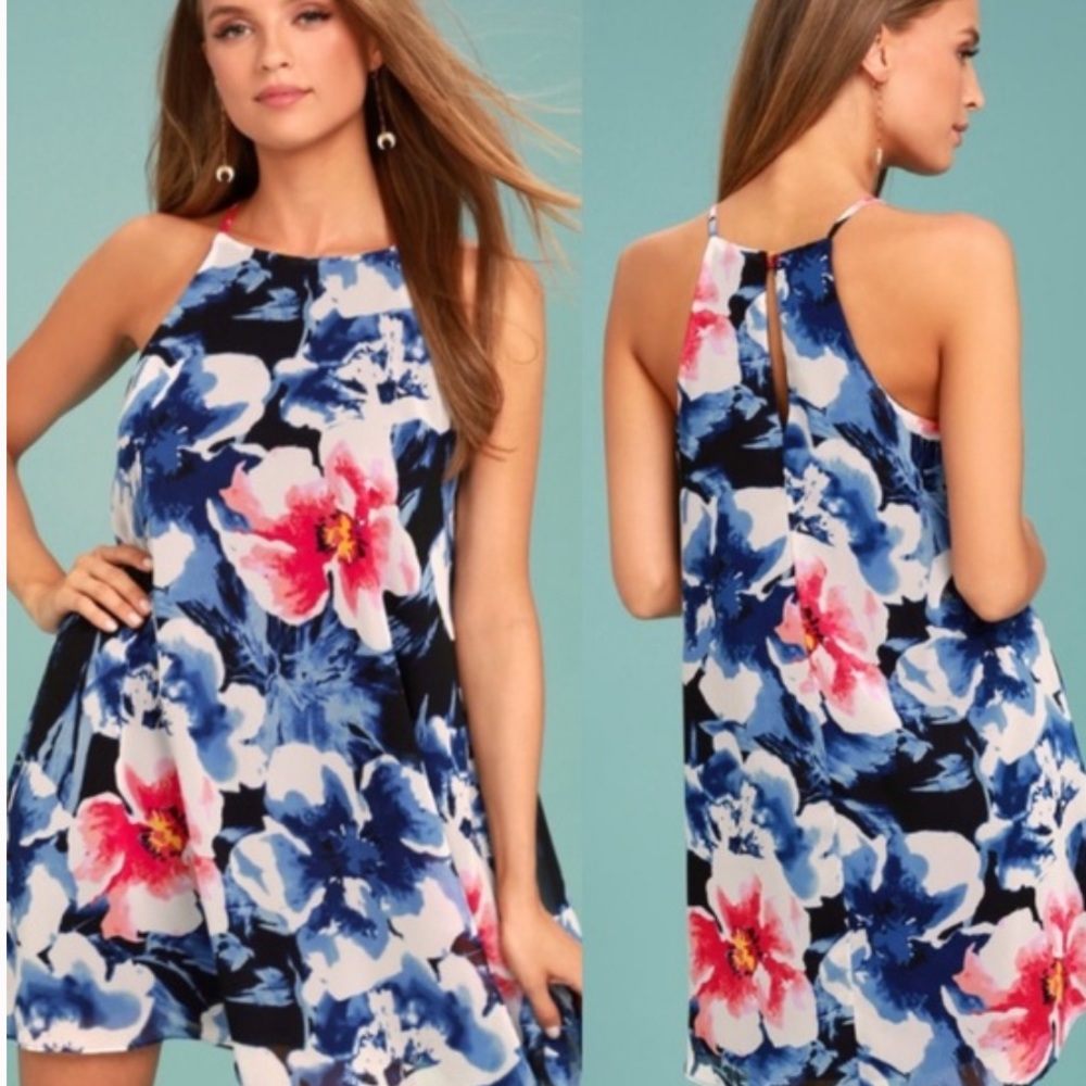 Lulu’s Here and Luau Floral Swing Mini Dress